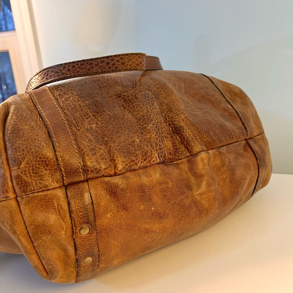 Patricia Nash Benvenuto Tan Vintage Distressed Leather Large Tote Shoulder Bag - Picture 10 of 13